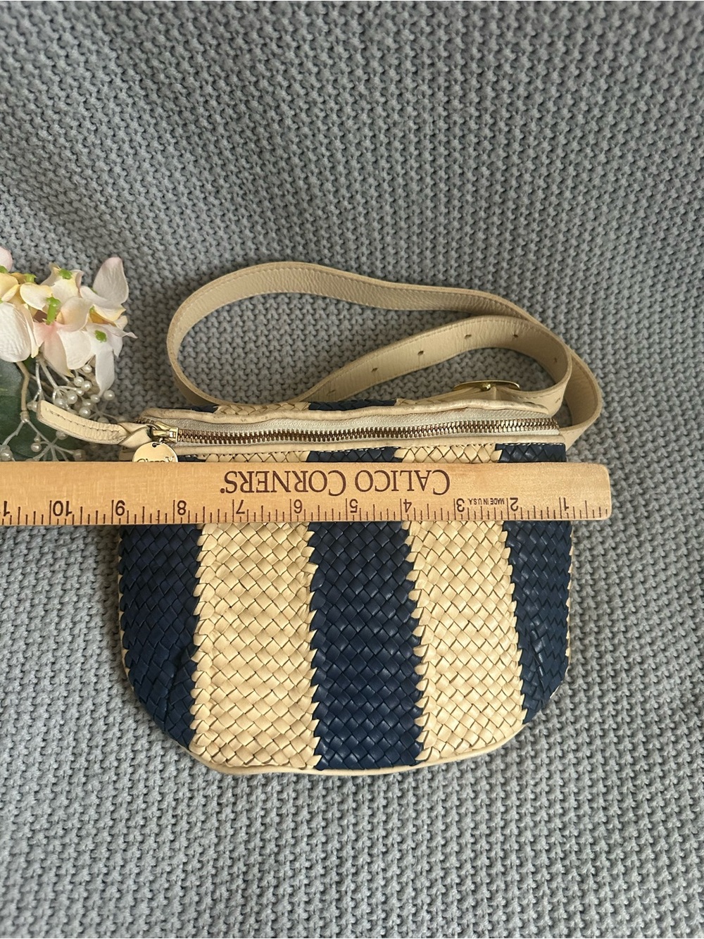 CLARE V. Woven Leather Striped Fanny Pack - Picture 9 of 12